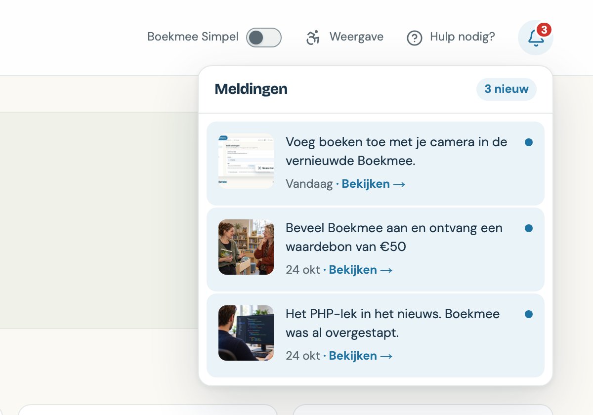 Het belletje met meldingen, opengeklapt.